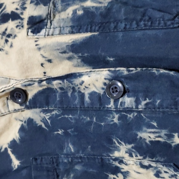 THRILL JEANS PLUS SIZE 3X TIE DYE BUTTON DOWN SHIRT HIGH LOW DISTRESSED RIPS - Picture 8 of 13